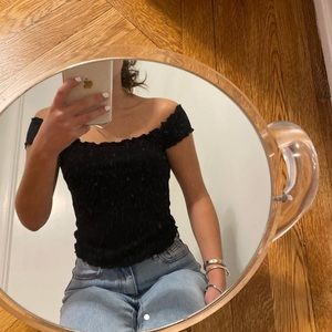 Brandy Melville Off the Shoulder Lettuce Hem Top